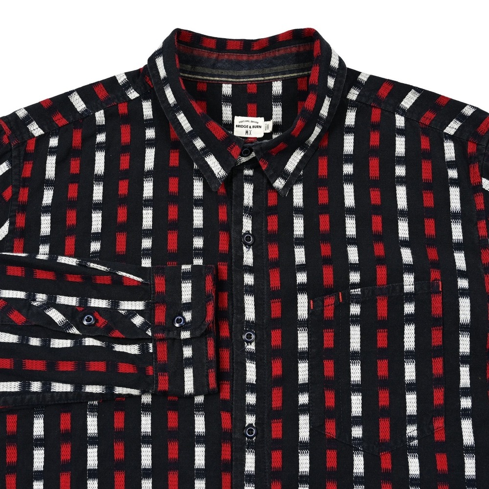 Bridge & Burn Men's Shirt Large Aztec Geometric L/S Button Up Red White Black